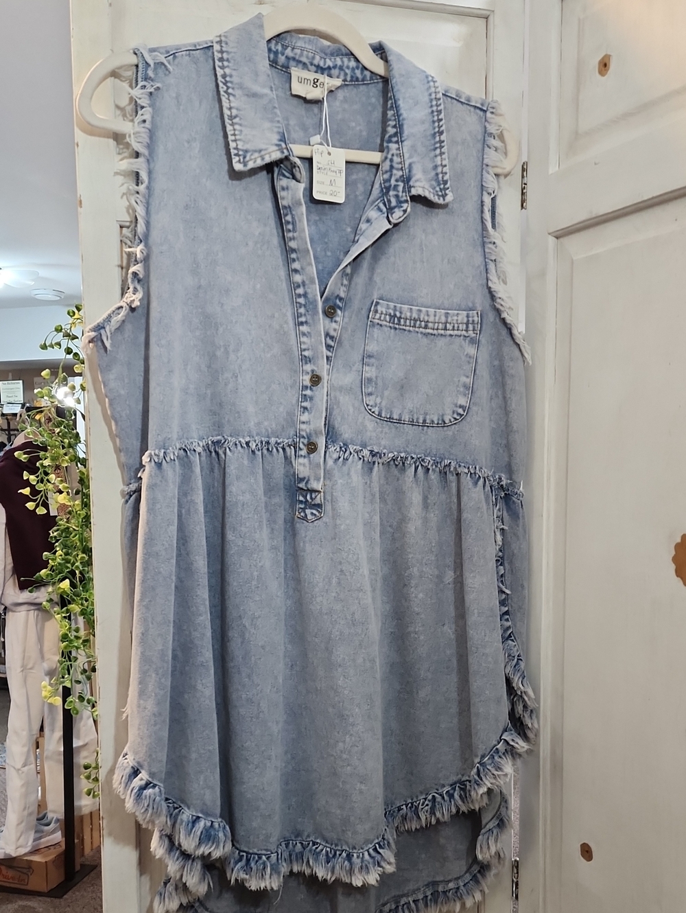 Sleeveless Light Blue Denim Tunic Top - Umgee